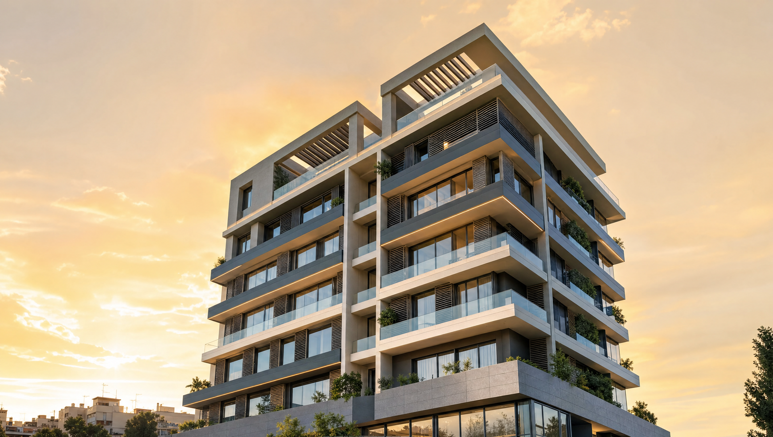 Modern residential tower in Greece